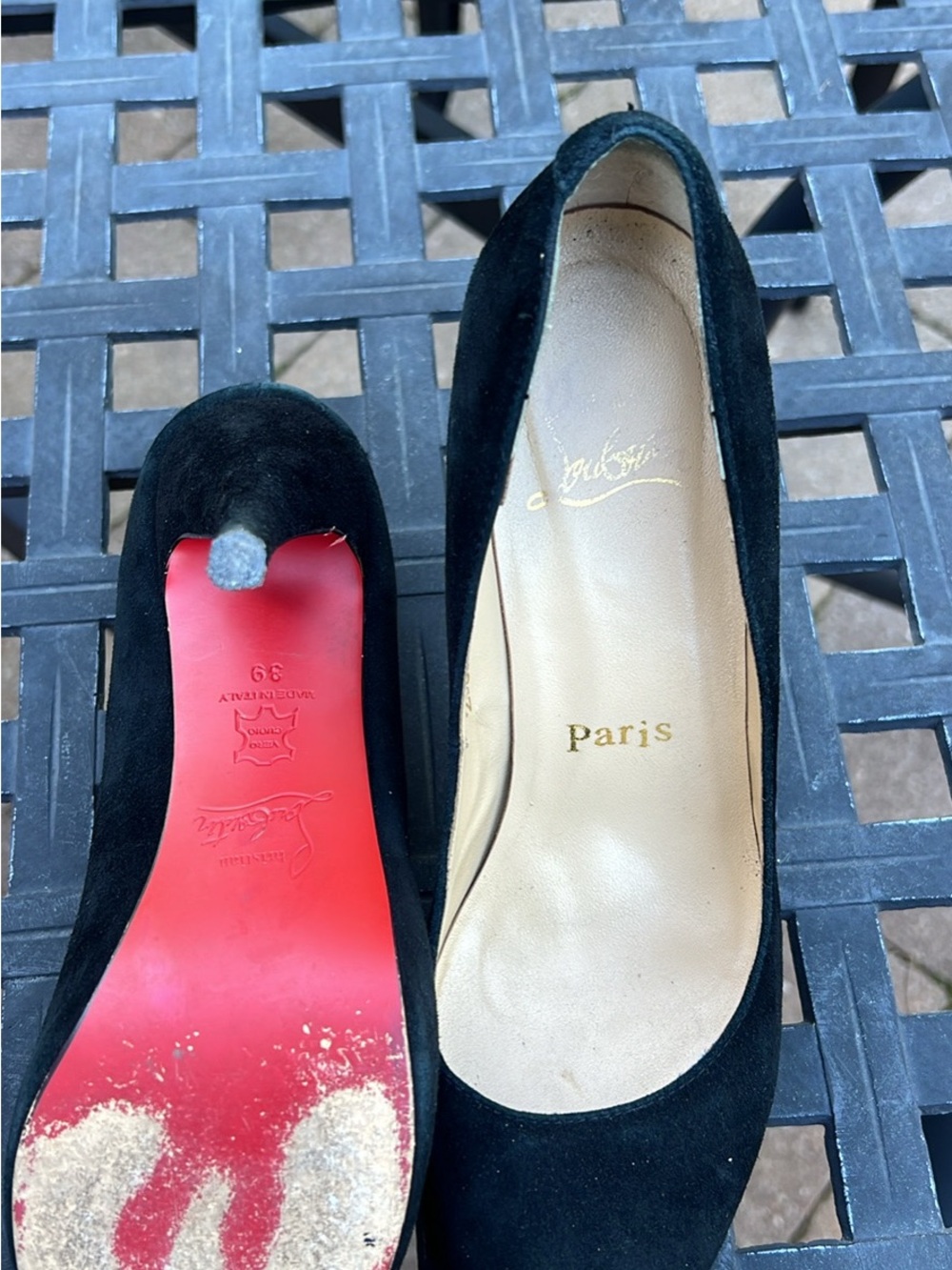Christian Louboutin Black Suede Pumps with Signature Red Sole